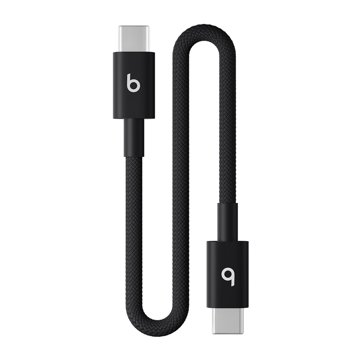 闪电黑 Beats USB-C 转 USB-C 短编织连接线的特写